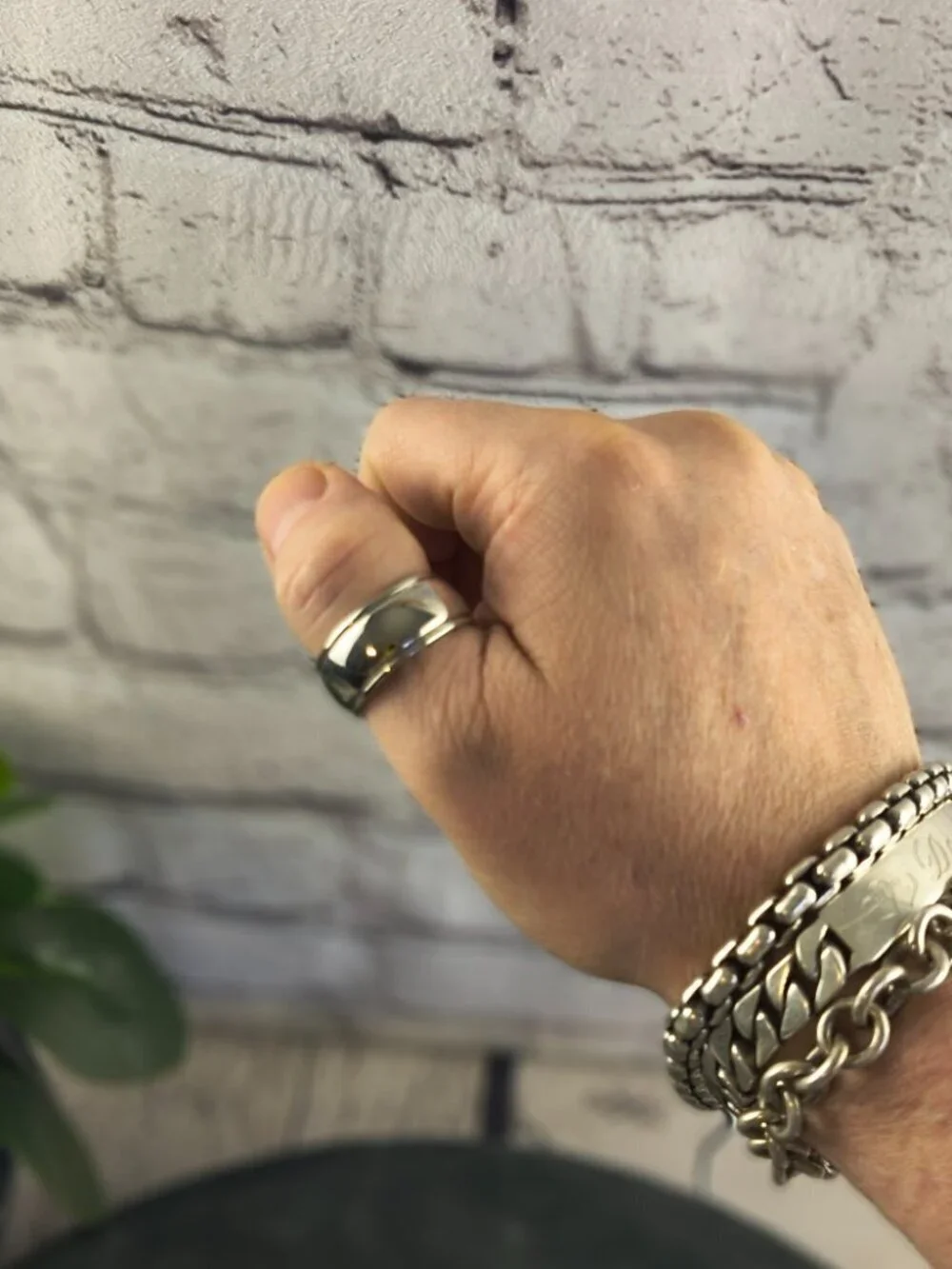 Silver color wide band thumb ring, unisex